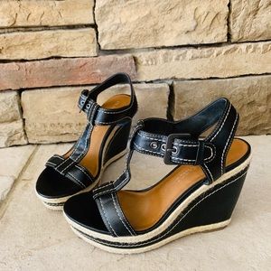 Franco Sarto Black Wedge Sandal.